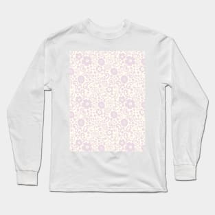 swedish kurbits Scandinavian folkart dala horse traditional vintage rosemaling pastel purple lilac Long Sleeve T-Shirt